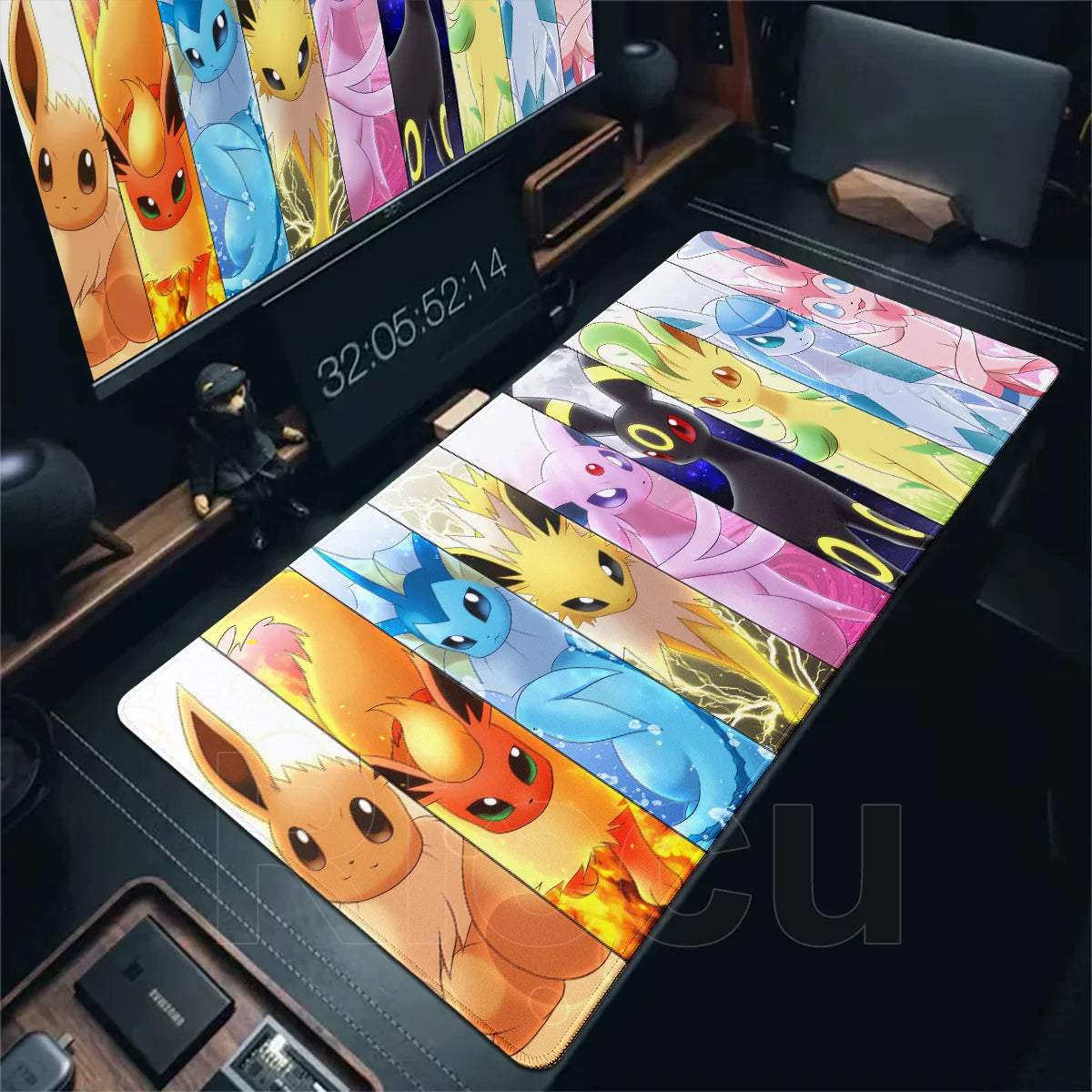 Japan Anime Gamer Mouse Pad E-eevee Cabinet Kawaii Tablepad XXL P-pokemon Keyboard Rug Laptop PC Gaming Rubber Extended DeskMats