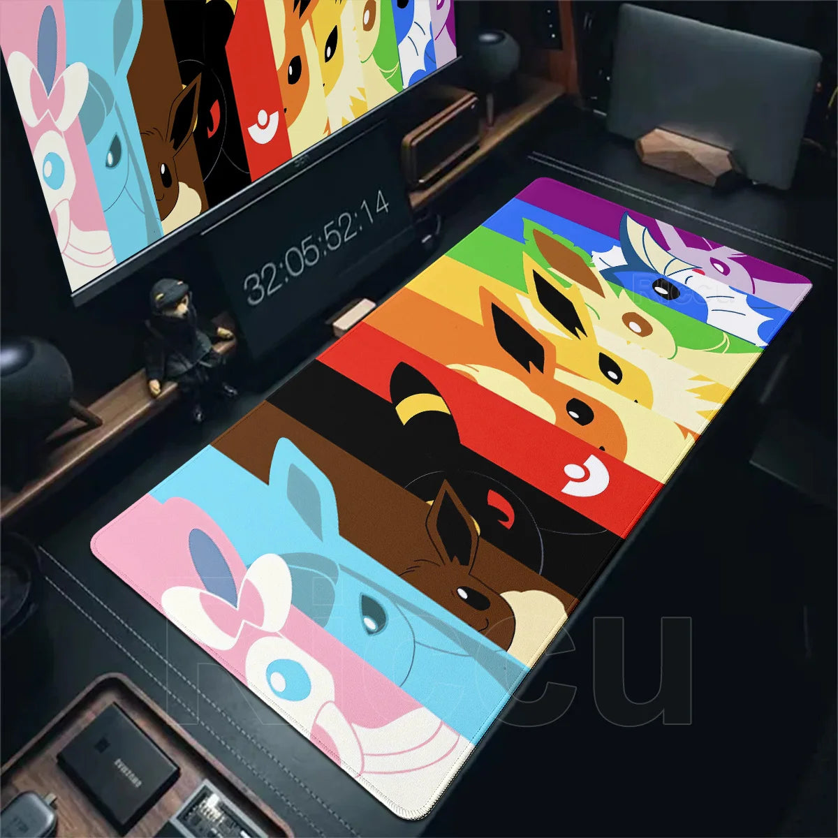 Japan Anime Gamer Mouse Pad E-eevee Cabinet Kawaii Tablepad XXL P-pokemon Keyboard Rug Laptop PC Gaming Rubber Extended DeskMats