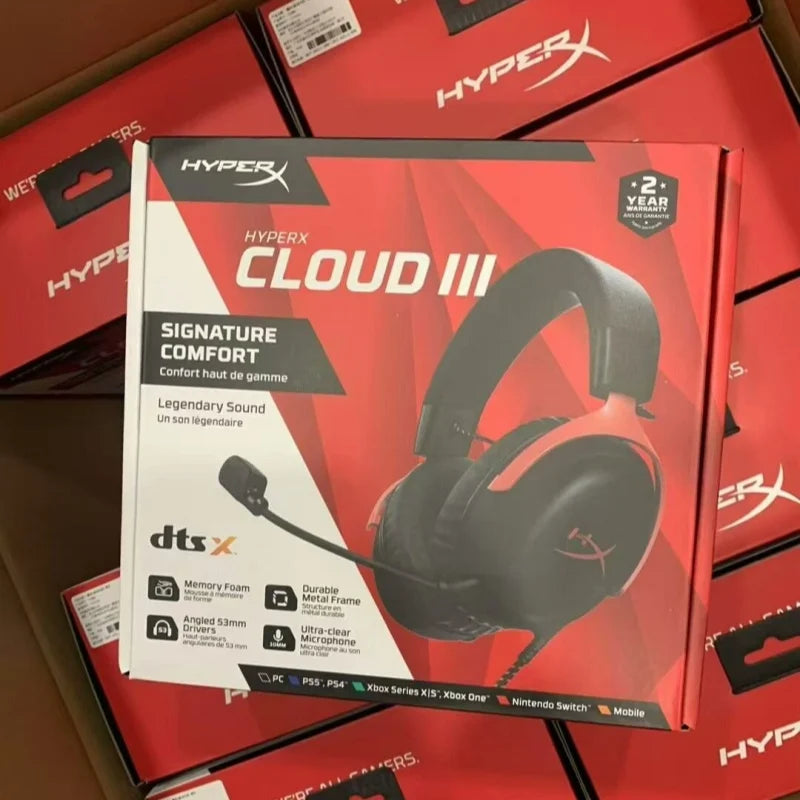 HyperX Cloud 3 III Wired Gaming Headset With DTS Sound Mic/Support HyperX Software USB Gaming Headphone For PC PS Xbox Switch