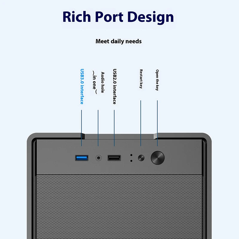 Power Train Flying PC gaming case MATX Side transparent glass computer case Iron net heat dissipation U3 interface E-sports case