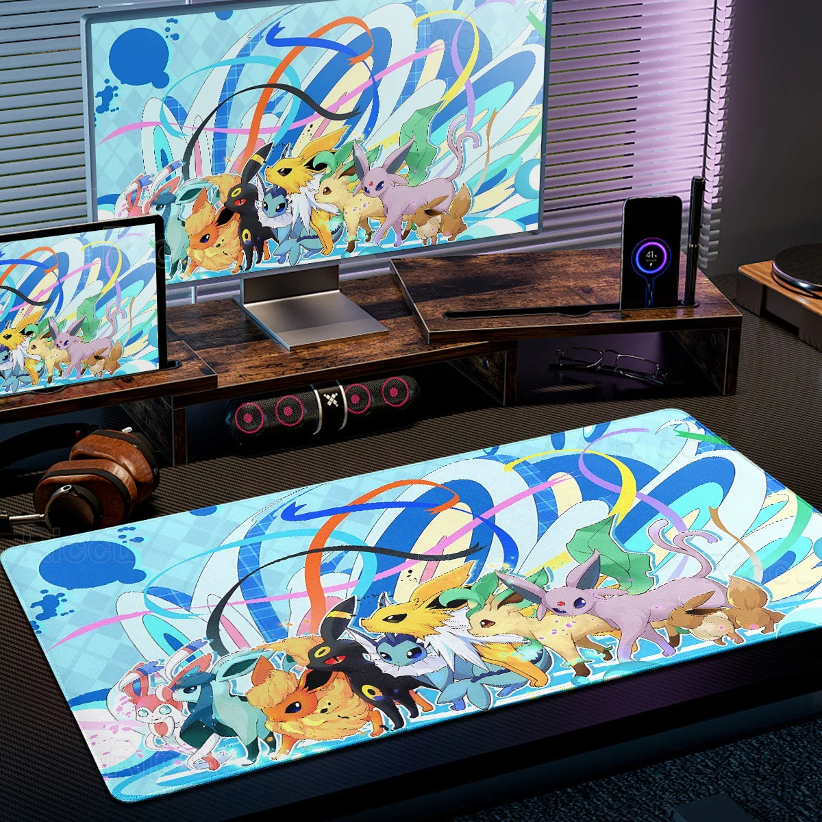 Japan Anime Gamer Mouse Pad E-eevee Cabinet Kawaii Tablepad XXL P-pokemon Keyboard Rug Laptop PC Gaming Rubber Extended DeskMats