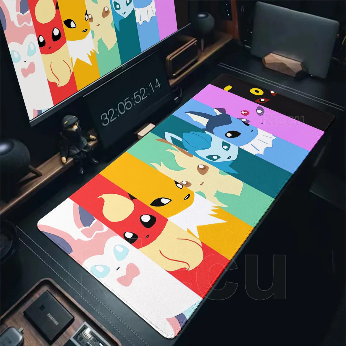 Japan Anime Gamer Mouse Pad E-eevee Cabinet Kawaii Tablepad XXL P-pokemon Keyboard Rug Laptop PC Gaming Rubber Extended DeskMats