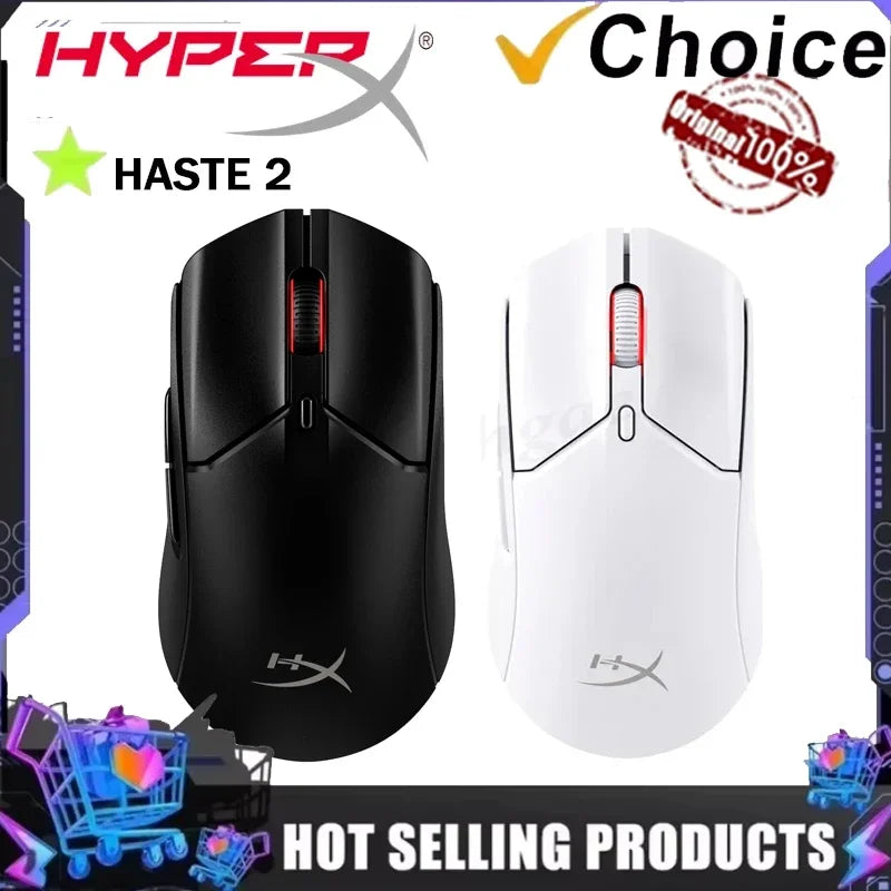 HyperX Pulsefire Haste 2 Wired Gaming Mouse 100 Hour Battery Life Dual Wireless Connectivity For Pc Mac Laptop