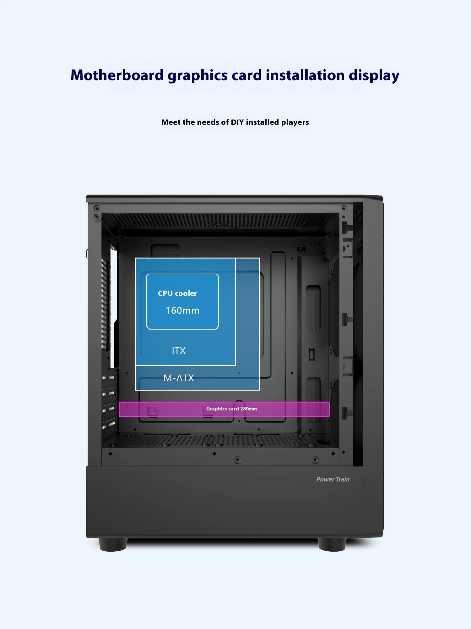 Power Train Flying PC gaming case MATX Side transparent glass computer case Iron net heat dissipation U3 interface E-sports case