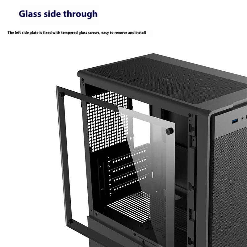 Power Train Flying PC gaming case MATX Side transparent glass computer case Iron net heat dissipation U3 interface E-sports case