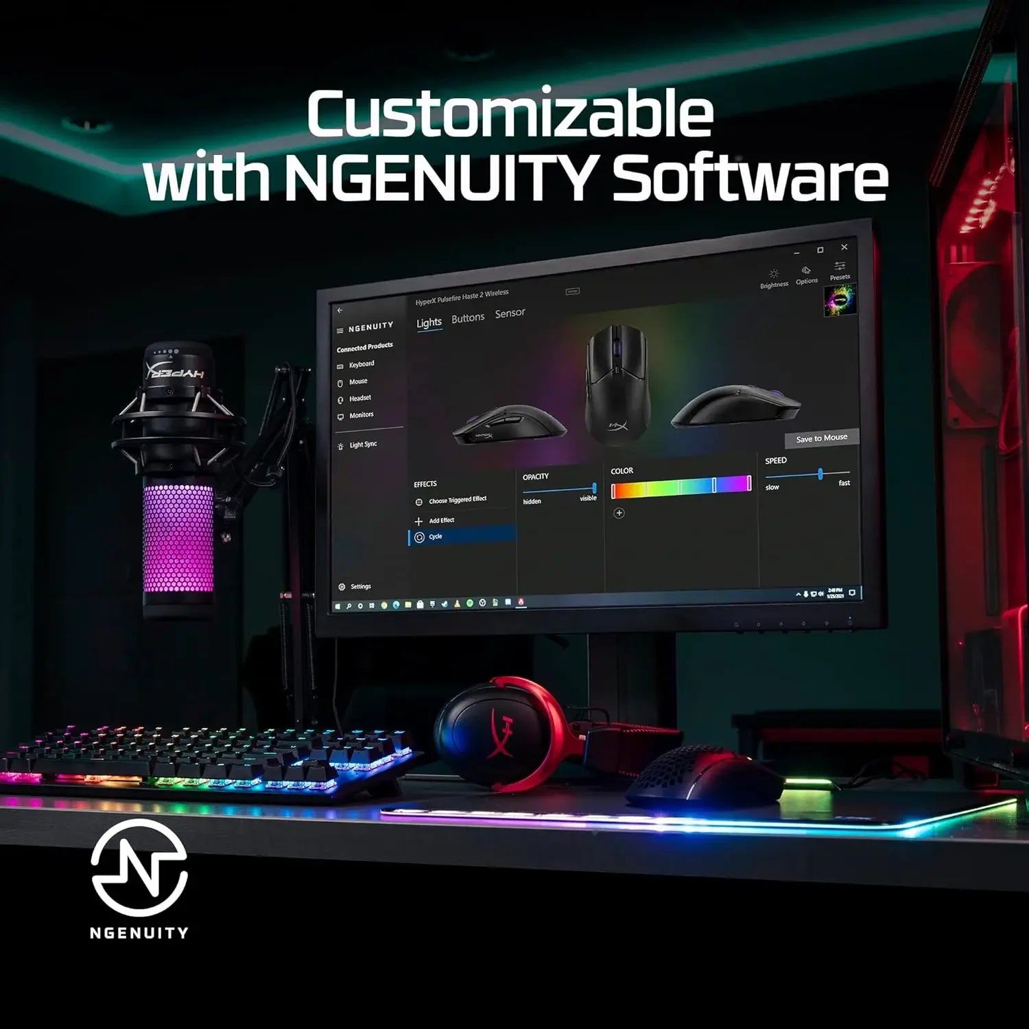 HyperX Pulsefire Haste 2 Wired Gaming Mouse 100 Hour Battery Life Dual Wireless Connectivity For Pc Mac Laptop