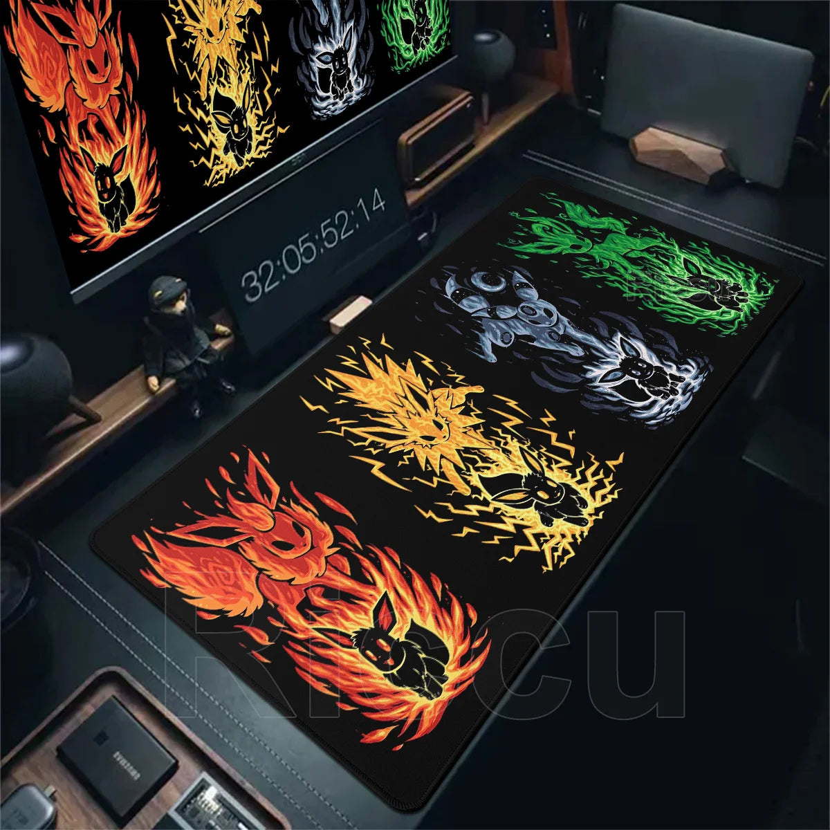 Japan Anime Gamer Mouse Pad E-eevee Cabinet Kawaii Tablepad XXL P-pokemon Keyboard Rug Laptop PC Gaming Rubber Extended DeskMats